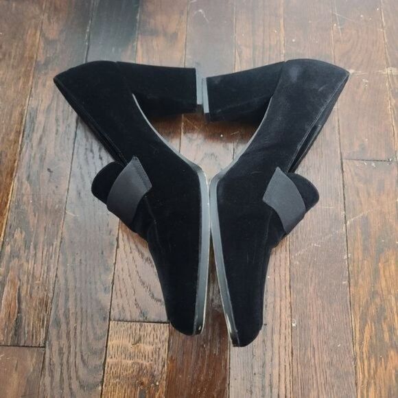 Black Vegan Suede Loafer Chunky Heel Mootsie Tootsies Collection 7 1/2 - Picture 4 of 10